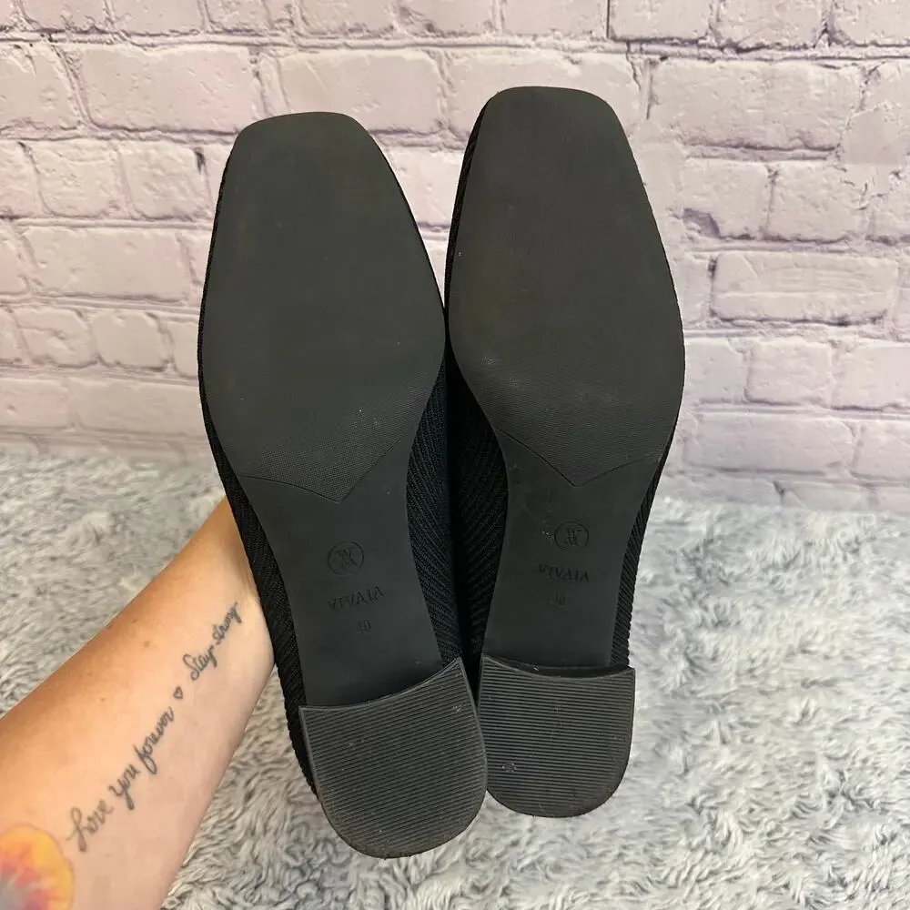 Vivaia Melody 2.0 Square Toe Black Knit Block Heel Pumps Women's EU 40 US 9